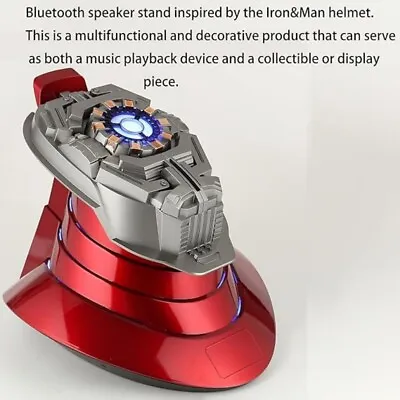 Buy Iron Man MK5 Helmet Base Stand W/ LED 5.2 Bluetooth Speaker Breathing Light RED • 141.60£