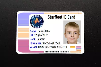 Buy Personalised Kids Childrens Star Trek Starfleet Novelty ID Card Prop Role Play • 3.99£