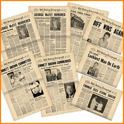 Buy Back To The Future Hill Valley Telegraph Newspaper Prop With 8 Cover Pages • 18.89£