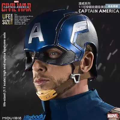 Buy Killerbody Avengers 1:1 Captain America Wearable Helmet Mask Props Cosplay • 143£