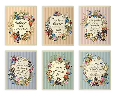Buy Alice In Wonderland Prints Pack Of 12 Props Postcards Quotes Perfect For Parties • 3.99£