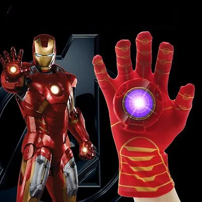 Buy The Avengers Iron Man Left Hand Gloves With Light + Sound Kids Props Toys • 5.28£