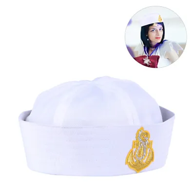 Buy  Stage Show Props Cuffed White Navy Sailor Hat First Mate Captains • 6.37£