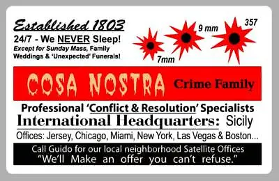 Buy Cosa Nostra Mafia Crime Family Mob Gangster Capone Godfather Novelty ID  Card • 6.13£
