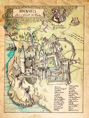 Buy Harry Potter Hogwarts School Of Witchcraft & Wizardry Map Prop/Replica 🏰🧹 • 3.20£