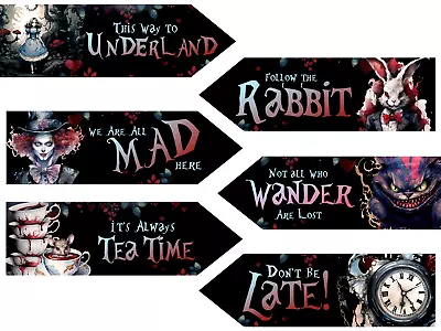 Buy 6 Alice In 'Underland' Wonderland Arrows Signs Halloween Party Decoration • 6.75£