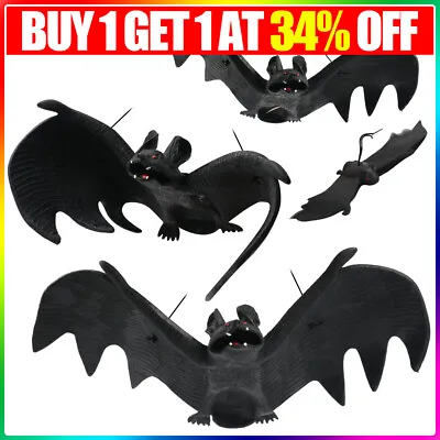 Buy Black Horror Rubber Bat Halloween Hanging Decorations Haunted House Party Prop • 2.06£