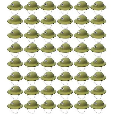 Buy X 48 Green Army Soldier Helmets Fancy Dress Accessories Ve Day Military Props • 33.99£