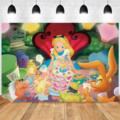 Buy Alice In Wonderland Backdrop Fabric Garden Tea Party Photography Background Prop • 21.48£