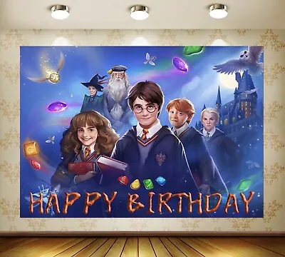 Buy Harry Potter Backdrop Banner Happy Birthday Harry Potter Photo Background Props • 11.97£