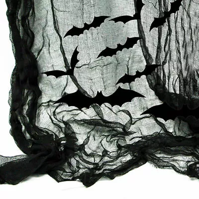 Buy 4.8M Black Gauze + 12PCS Vampire Bats Decoration Kit Halloween Horror Prop  • 2.99£
