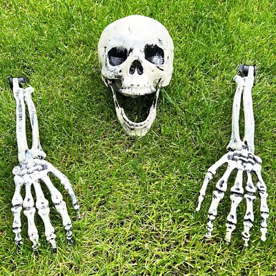Buy Halloween Scary Skull Decoration Skeleton Head Arms Outdoor Party Decor Props • 6.96£