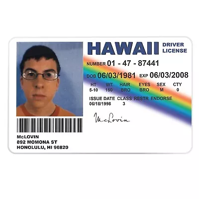 Buy McLovin Superbad Novelty Driving License ID Card Replica (Film Prop) - FREEPOST • 3.05£