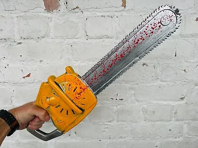 Buy Plastic Chainsaw Movie Prop Bloody Leather Halloween Saw Face Horror Movie 54cm • 14.97£