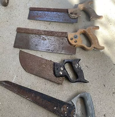 Buy 4 Vintage Rusty Carpenters Handsaw Saws Display Prop • 10£