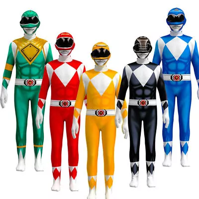Buy Power Rangers Cosplay Costume Jumpsuit Bodysuit Kids Fancy Party Outfits Props • 16.49£
