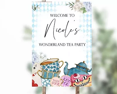 Buy Personalised Tea Party Sign Alice In Wonderland Picture Sign Home Birthday Party • 5.99£