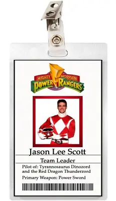 Buy Jason Lee Scott Red Mighty Morphin Power Rangers ID Badge Card MMPR Laminate • 7.55£