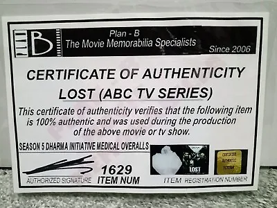 Buy LOST TV Show Season 5 Dharma Initiative Medical Overalls Screen Used Prop + COA • 27£