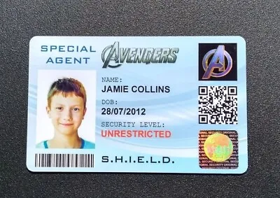 Buy Personalised Marvel Avengers SHIELD Novelty ID Card Kids Child's Role Play Prop • 4.99£