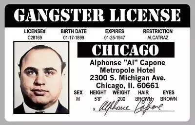 Buy Al Capone Chicago Mafia Mob ID Card Novelty Drivers License Gangster • 6.13£