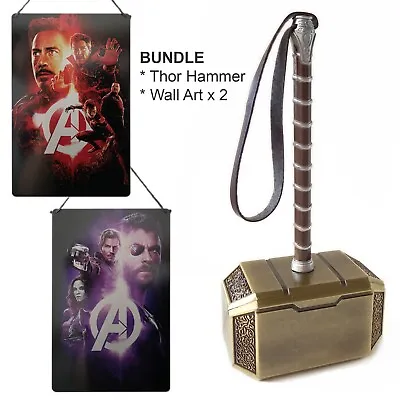 Buy Mini Metal Thor Hammer Mjolnir Marvel Avengers Metal Wall Art Signs BUNDLE • 19.99£