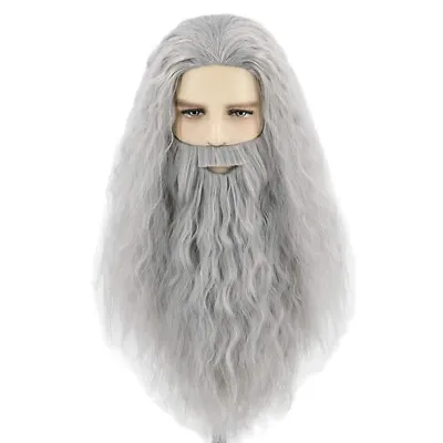 Buy Cosplay The Lord Of The Rings The Hobbit Gandalf Wigs Beard Halloween Face Props • 16.20£