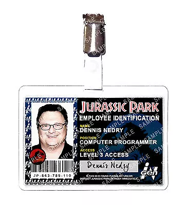 Buy Jurassic Park Ingen Staff Dennis Nedry Dinosaur Cosplay Prop Comic Con Halloween • 6.99£
