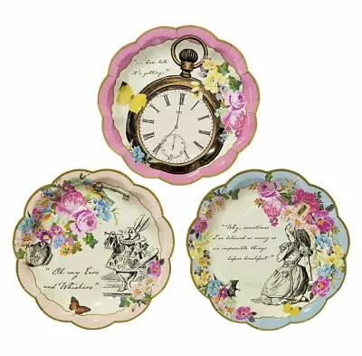 Buy Alice In Wonderland Plates Vintage Style Paper Plates Mad Hatters Tea Party X 12 • 4.99£