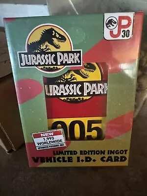 Buy Jurassic Park 30th Anniversary Limited Edition Ingot Vehicle I.D Card Fanattik • 28.35£