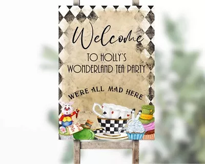 Buy Personalised Tea Party Sign Alice In Wonderland Picture Sign Home Birthday Party • 5.99£