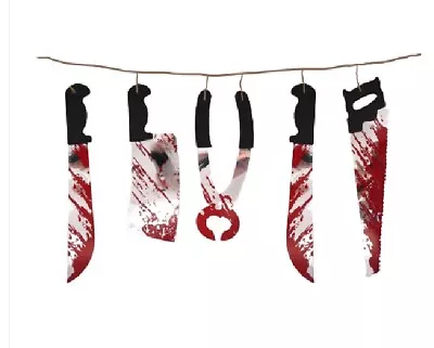 Buy Knives Garland Halloween Wall Bloody Weapon Party Decorations Prop Horror Saw • 3.49£